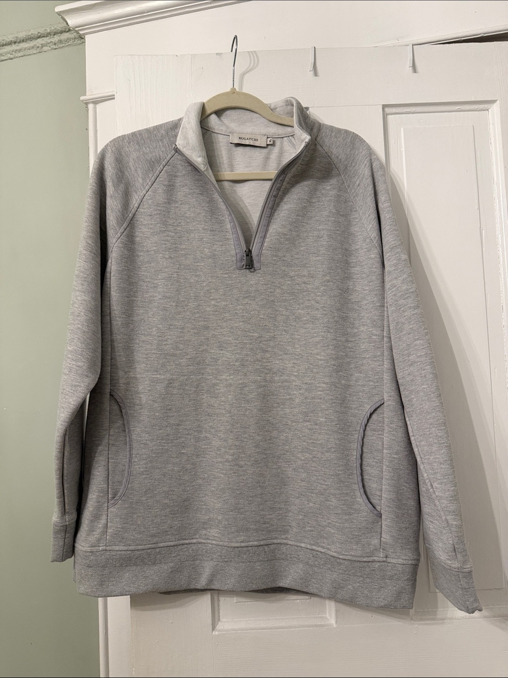 Bugatchi Light Gray Quarter-Zip Men's Sweater